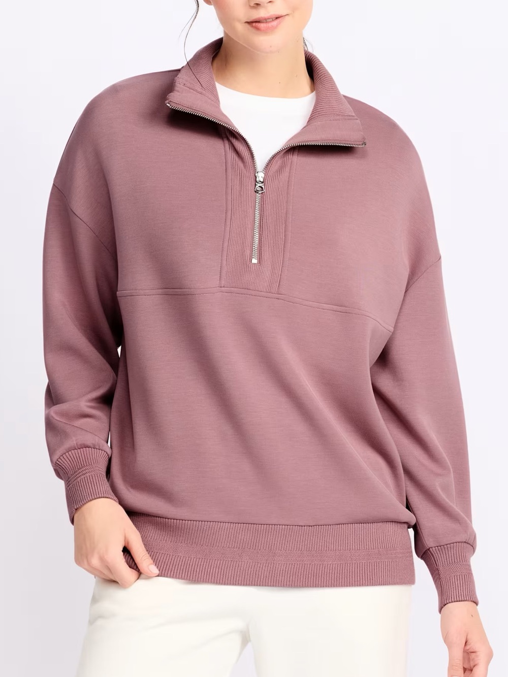 Varley Molly Longline Long Sleeve 1/2 Zip Mauve XS